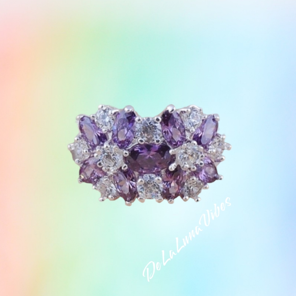 💜 Amethyst & White Sapphire ring - Picture 4 of 4